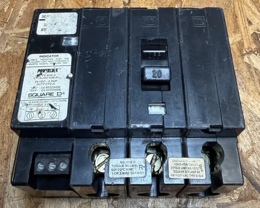 Автоматический выключатель Square D EHB34020PL 3p 20a 480v Circuit Breaker 1-yr — фото лота 1