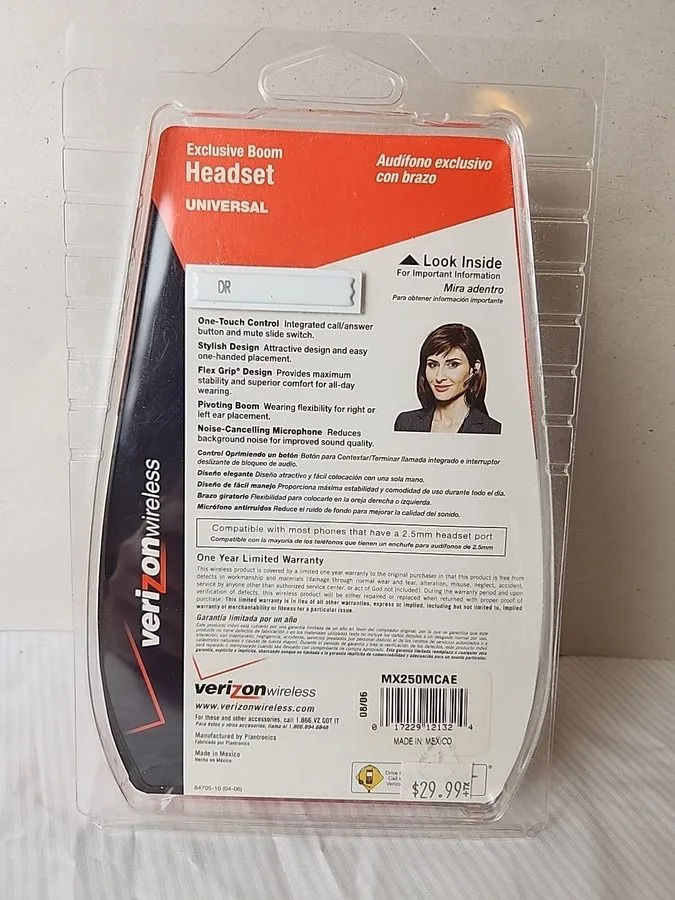 VoIP-шлюз Verizon Plantronics Exclusive Boom Headset Model MX250MCAE 2.5mm Port — фото лота 1