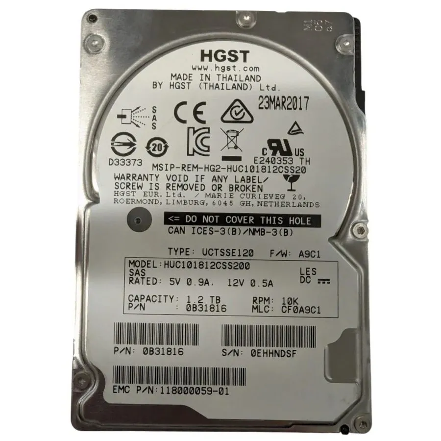 Жёсткий диск HGST HUC101812CSS200 EMC, 118000059-01, 0B31816, 1.2TB 10K 6G 2.5"