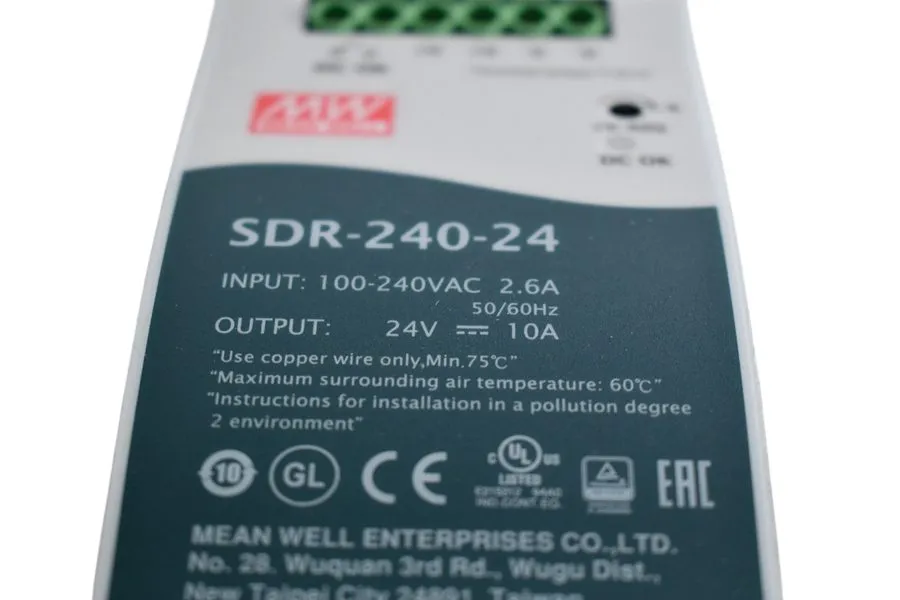 Блок питания MEAN WELL SDR-240-24 AC to DC DIN-Rail Power Supply 240W 24VDC 10A