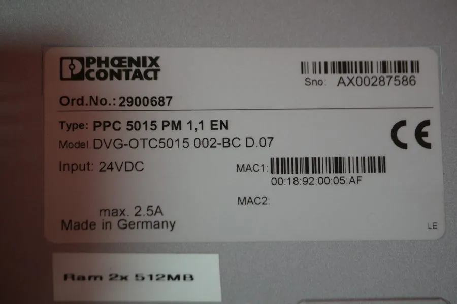 Промышленный компьютер Phoenix Contact 2900687 PPC 5015 PM 1.1 EN Panel PC