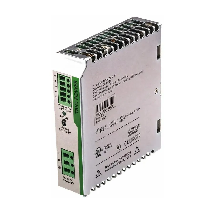Блок питания TRIO-PS/1AC/24DC/2.5 DIN Rail Power Supply, 24VDC 2.5A, 60W