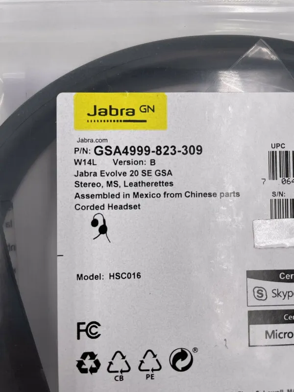 VoIP-шлюз Jabra Evolve 20 SE GSA (HSC016) Stereo headset (GSA4999-823-309)