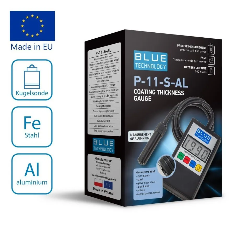 Толщиномер Paint Meter, coating thickness BLUE TECHNOLOGY P-11-S-AL — фото лота 1