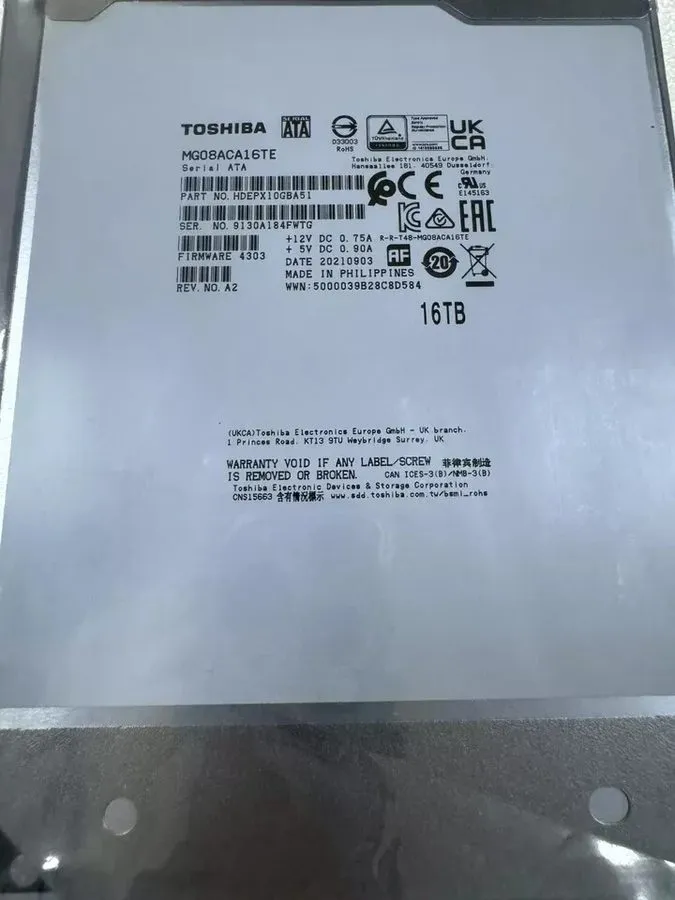 Жёсткий диск Toshiba MG08ACA16TE 16TB 7200RPM 512e 3.5" SATA Enterprise Desktop