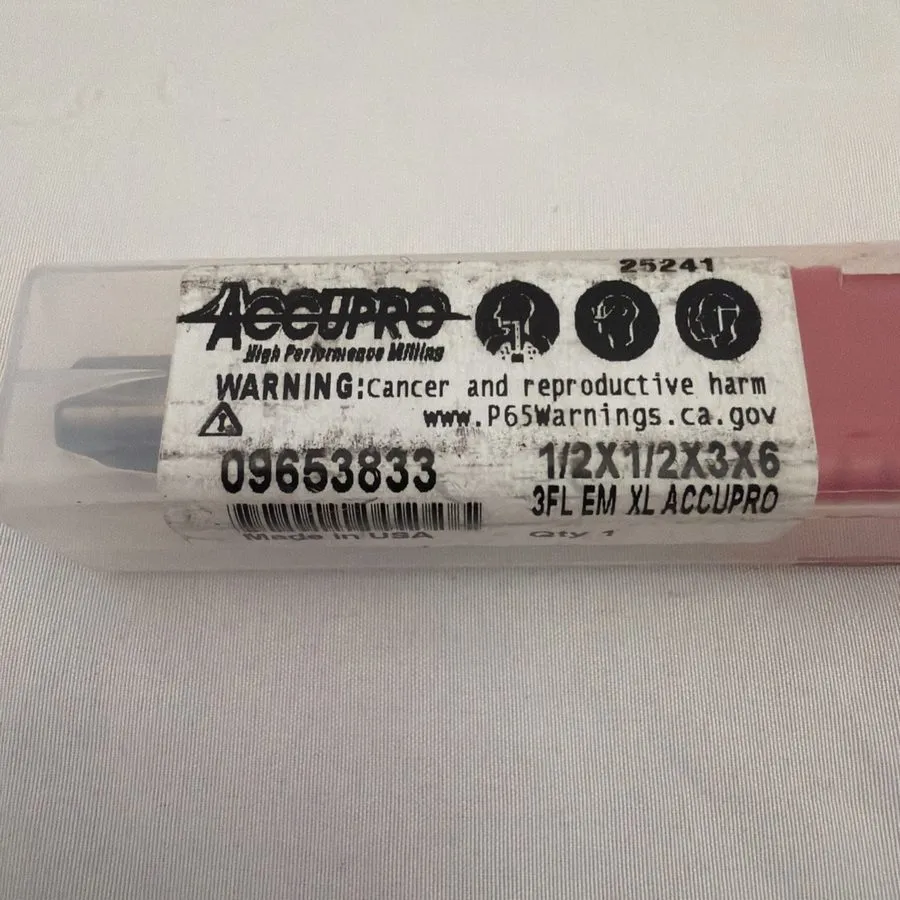 Режущий инструмент Accupro 09653833. 1/2”x1/2”x3x6” 3 Flute Square End Mill Carb — фото лота 1