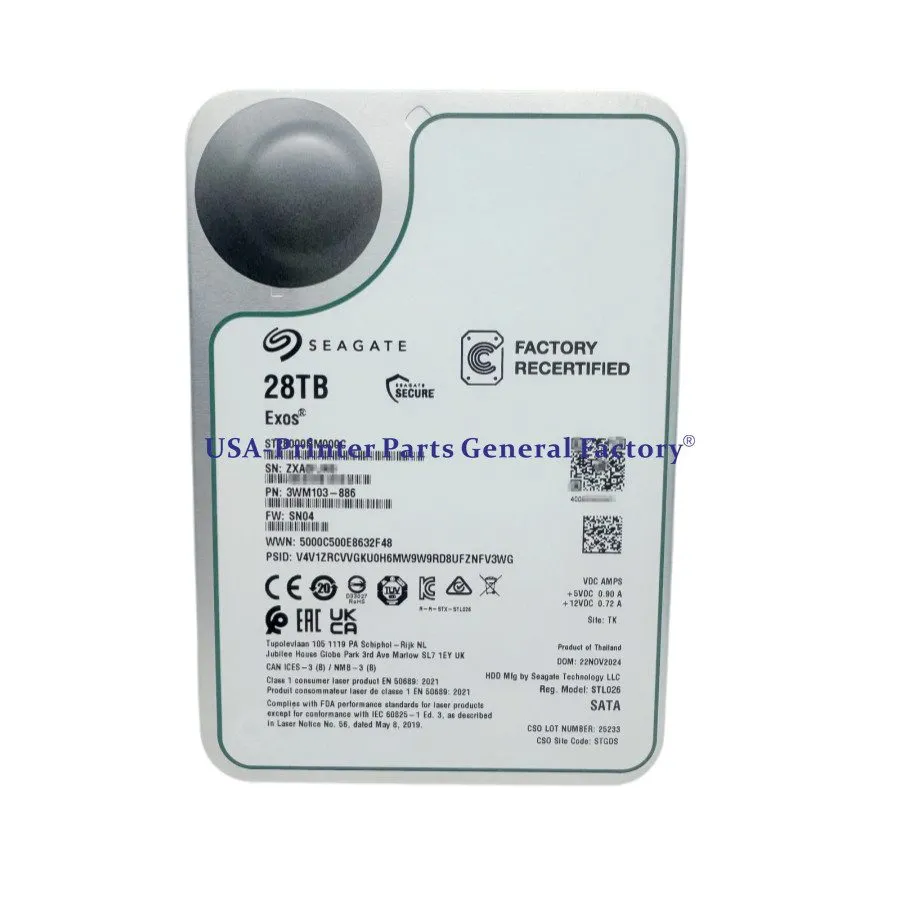 Жёсткий диск Seagate Exos ST28000NM001C 28TB 3.5" SATA 7.2K 6Gbs 256MB Enterpris