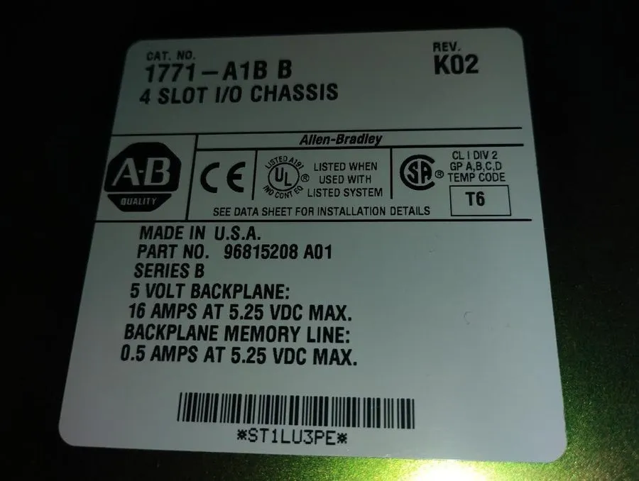 Модуль ввода-вывода ALLEN-BRADLEY 4-SLOT CHASSIS WITH I/O MODULES 1771-A1B