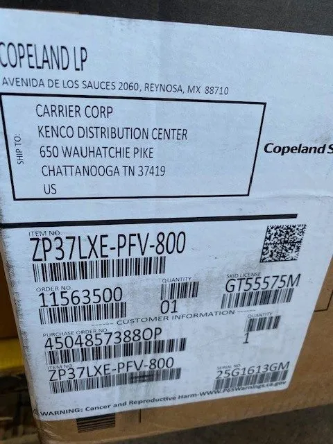 Компрессор Copeland ZP37LXE-PFV-800, 108456-06 Scroll Compressor