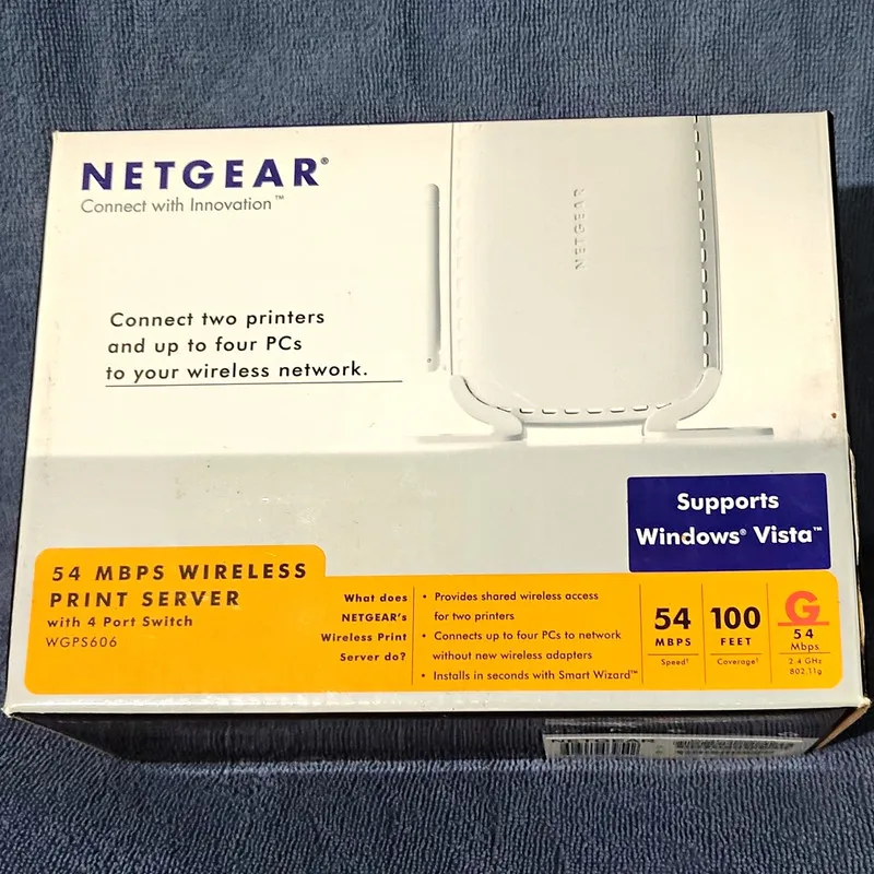 Оргтехника NETGEAR WGPS606 54 Mbps Wireless Print Server w/ 4-Port Switch — фото лота 1