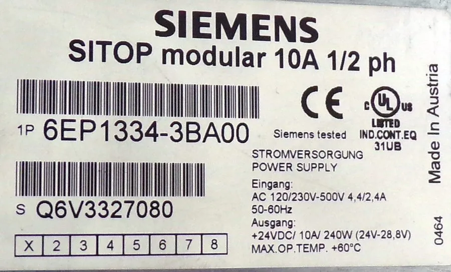Блок питания Siemens SITOP Modular 24VDC 10 Amp Power Supply 6EP1334-3BA00
