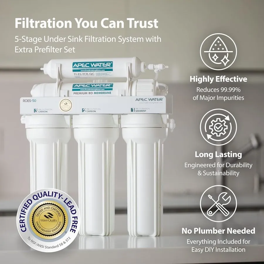 Насос Reverse Osmosis Drinking Water Filter System ROES-50X 5 Stage WQA Certifie