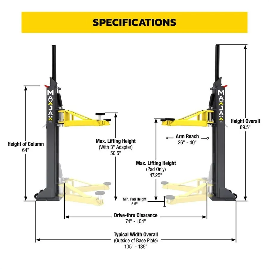 Автоподъёмник BendPak 5175569 M7K 110V Portable Two-Post Lift Supreme Package — фото лота 2