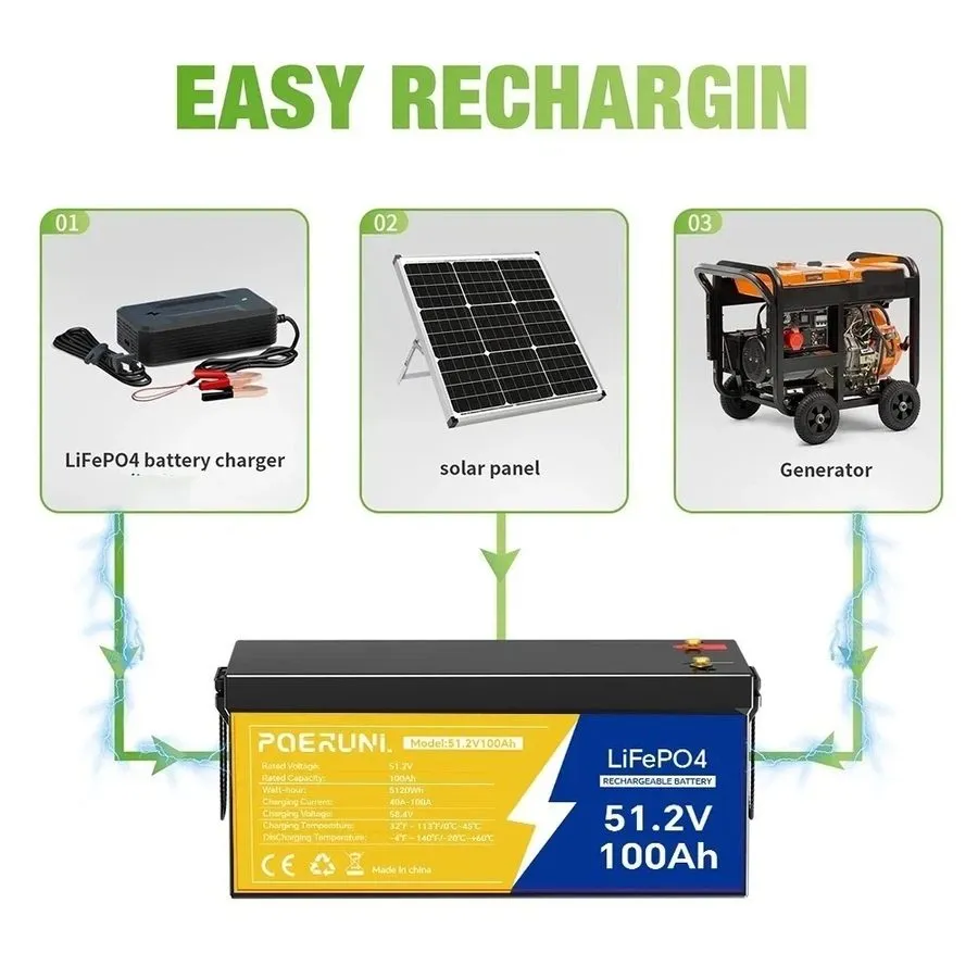 Аккумулятор 48V 100Ah Lithium LiFePO4 Built-in 100A BMS Deep 15000+ Cycle Phosph — фото лота 2