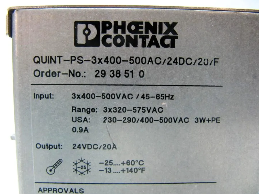 Блок питания PHOENIX CONTACT QUINT-PS-3X400-500AC/24DC/20/F Power Supply Output: