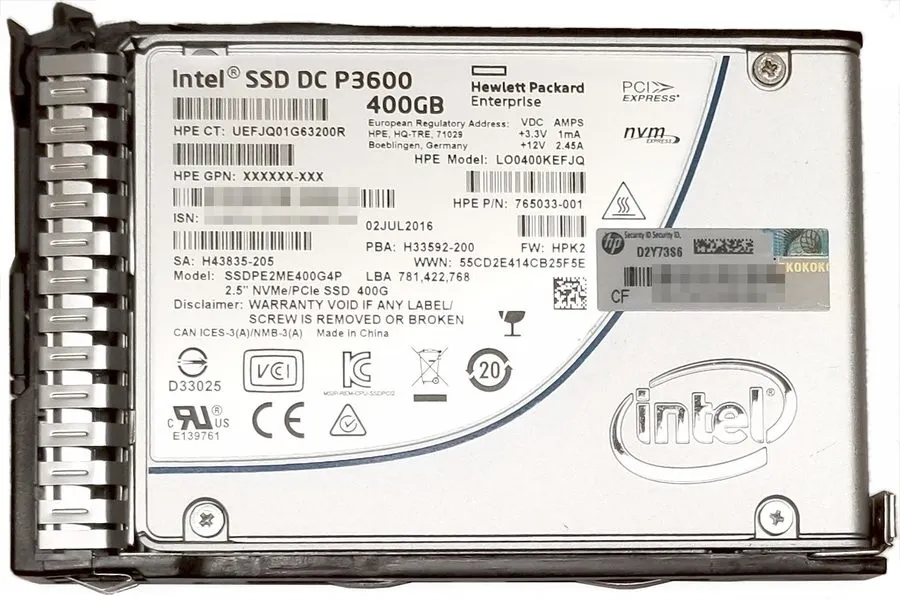 SSD-накопитель HPE / Intel P3600 400GB NVMe PCIe MIxed Use 2.5" SFF SC2 SSD 0% 7