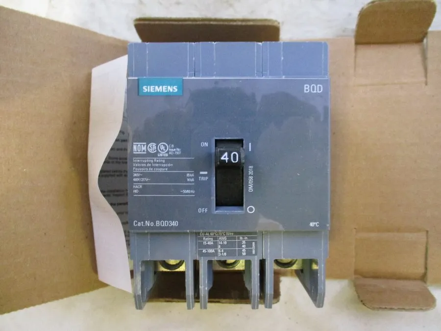 Автоматический выключатель Siemens BQD340 3 Pole 40Amp, 480V Circuit Breaker Bla