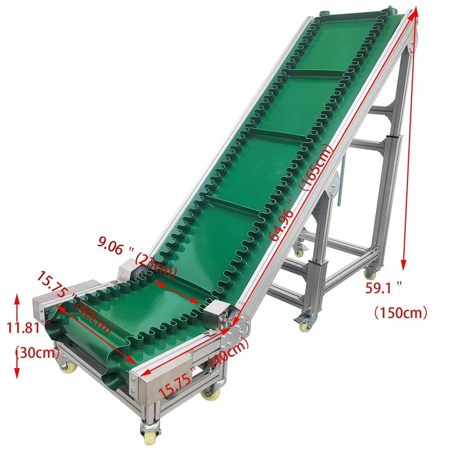 Конвейер 15.7in Width Electric PVC Belt Climbing Conveyor Inclined Industrial Tr