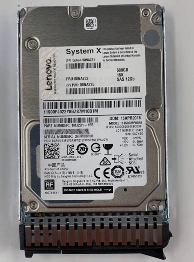 Жёсткий диск 00NA232 00NA235 LENOVO 00NA231 600GB 15K RPM 12Gb/s 2.5" SAS HDD Ha