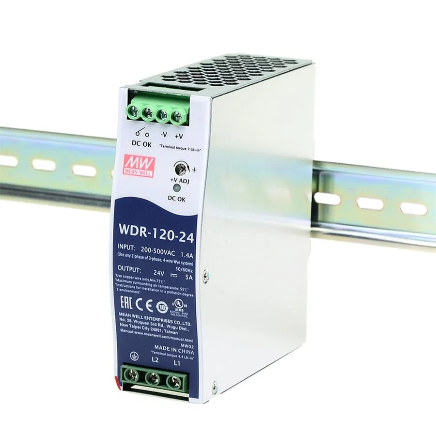 Блок питания MEAN WELL WDR-120-24 120W 24V 5A DIN Rail Power Supply 180-550VAC