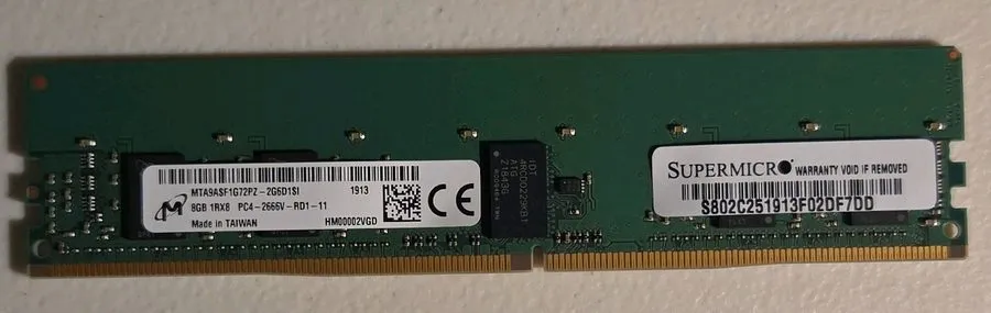Модуль памяти Micron 8GB DDR4-2666MHz 1Rx8 ECC RDIMM Server RAM MTA9ASF1G72PZ-2G — фото лота 1