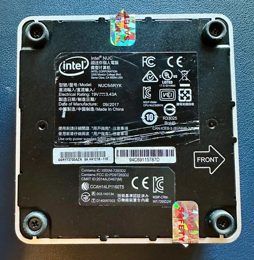 SSD-накопитель Intel NUC Core i5 2.70GHz 1TB PCIe SSD 16GB RAM NUC5i5RYK Mini De