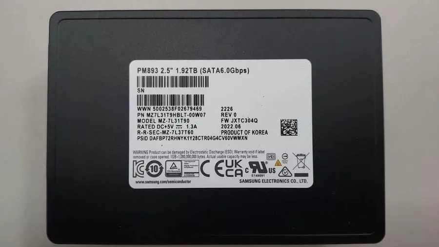 SSD-накопитель Samsung PM893 2.5" 1.92TB SATA III