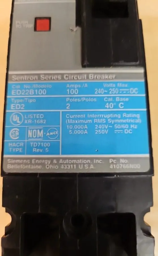 Автоматический выключатель Siemens ED22B100 Sentron Series Circuit Breaker 100A — фото лота 2
