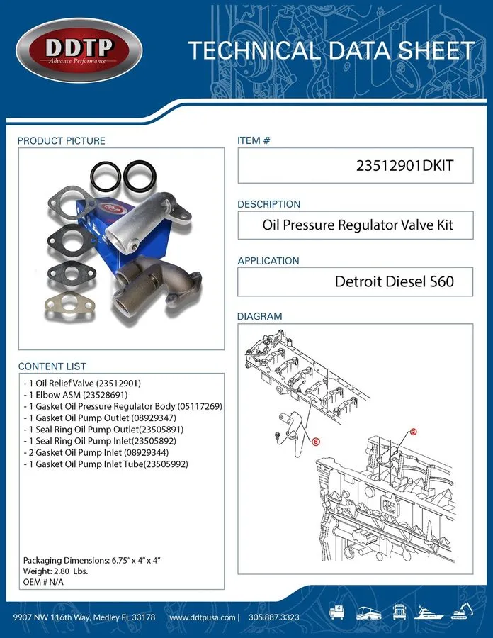 Клапан 23512901 60 Series Detroit Diesel Oil Pressure Regulator Valve