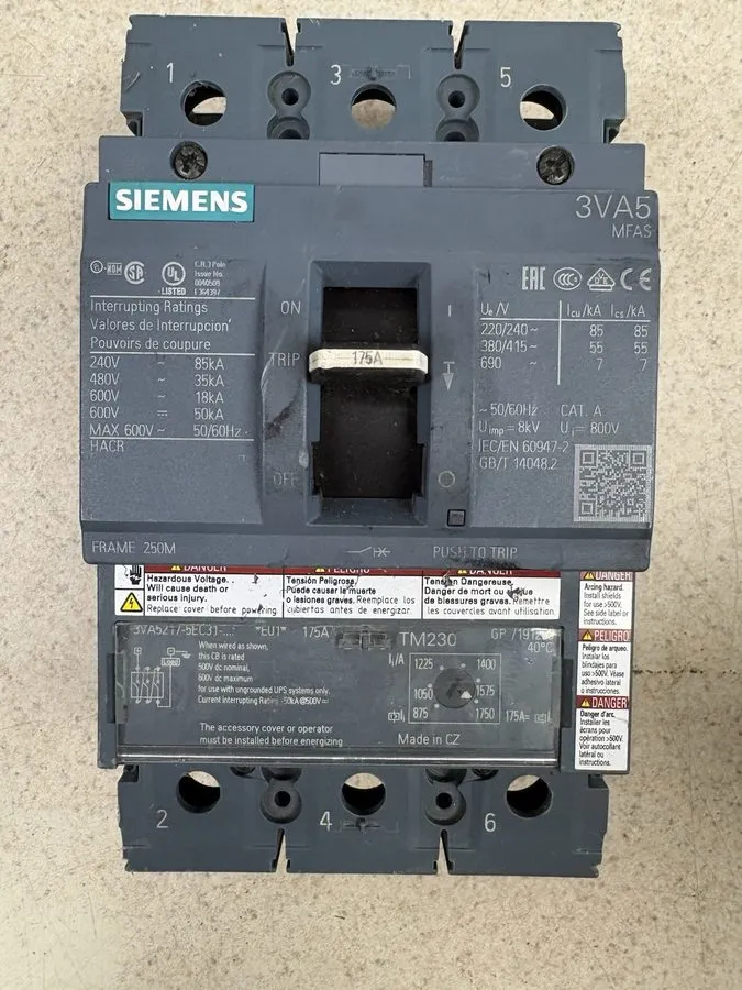 Автоматический выключатель Siemens 3VA5217-5EC31-0AA0 175Amp 3-Pole Circuit Brea