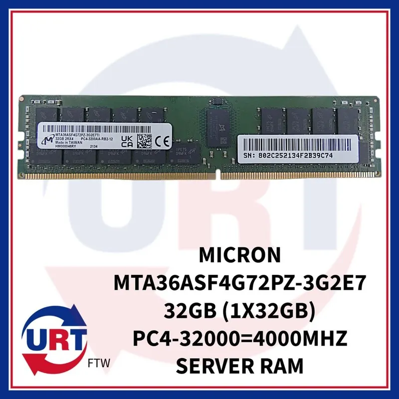 Модуль памяти MICRON MTA36ASF4G72PZ-3G2E7 32GB (1X32GB) PC4-32000=4000MHZ SERVER