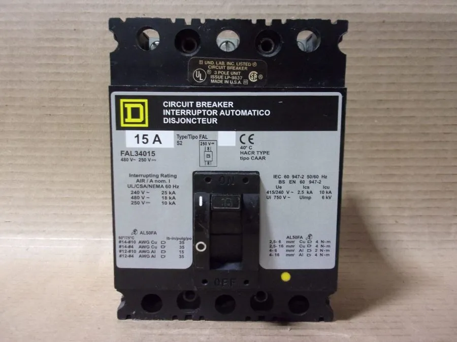 Автоматический выключатель Square D FAL34015 Circuit Breaker, 15A, 480V AC, 250V