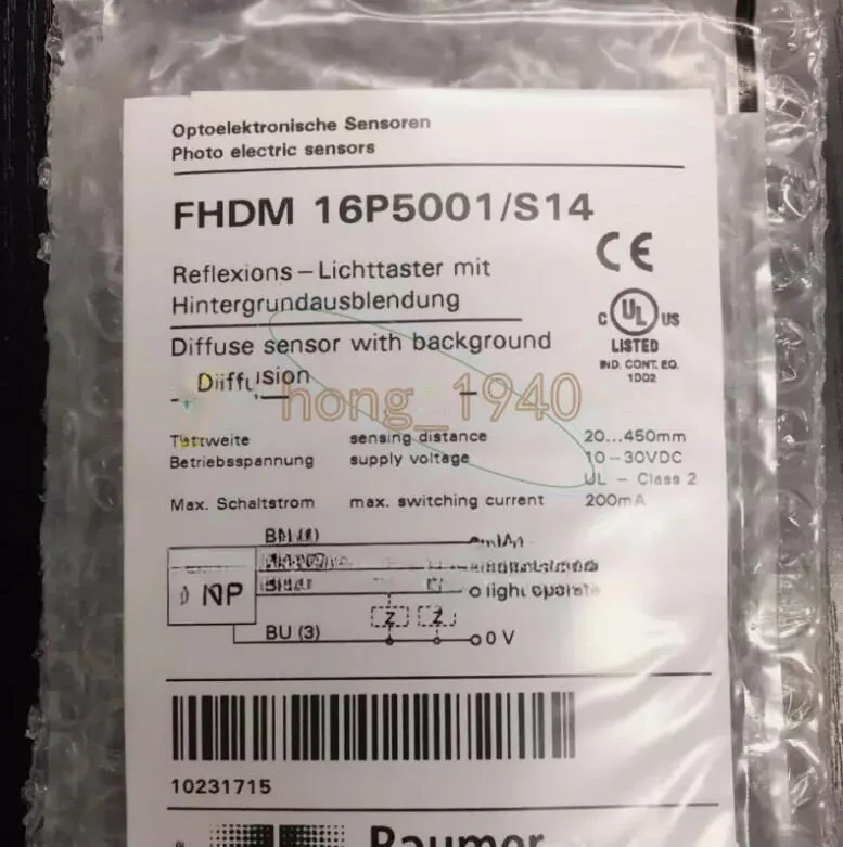 Фотоэлектрический датчик Baumer FHDM 16P5001/S14 Photoelectric Diffuse Sensor 10