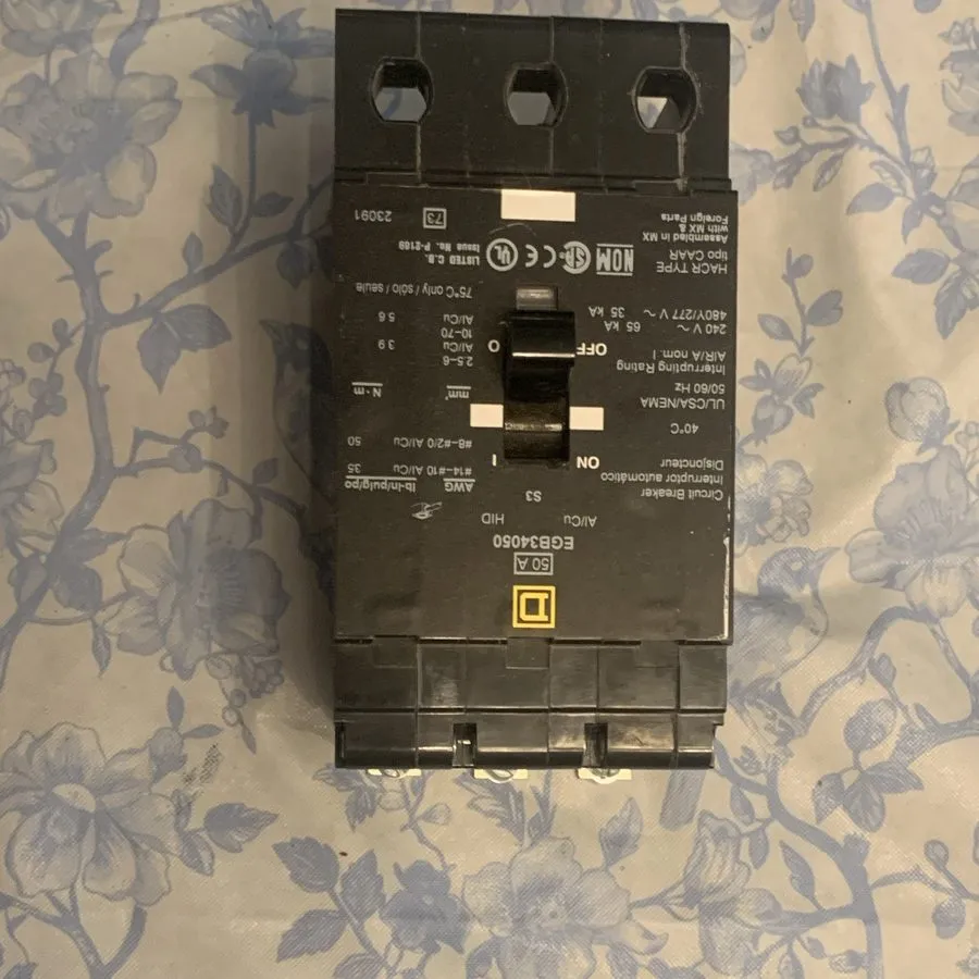 Автоматический выключатель Square D EGB34050 3 Pole 50 Amp 480V Circuit Breaker