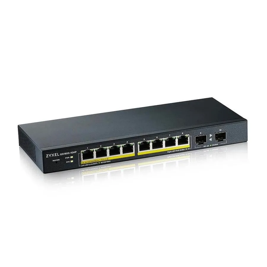 Коммутатор ZyXEL GS1900-10HP Smart Managed Switch 8-Port Gigabit PoE w/ 2 SFP