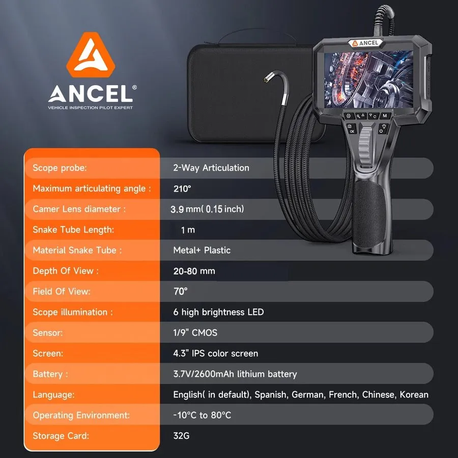 Прибор поиска коммуникаций 4.3inch HD LED Industrial Endoscope Borescope 1080P 8 — фото лота 2