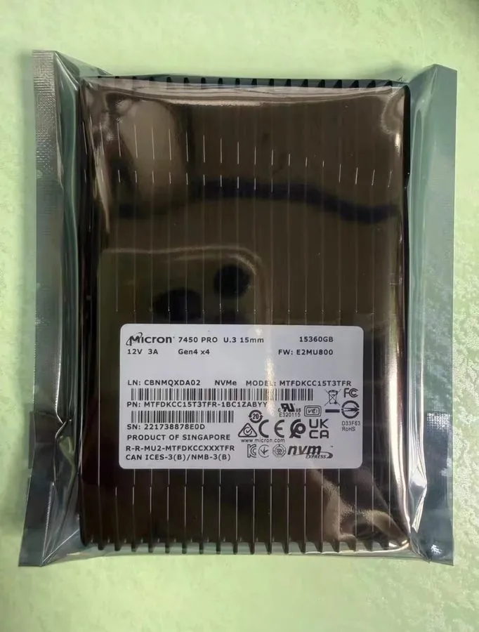 SSD-накопитель MICRON 7450 PRO 15.36TB SSD U.3 15mm Gen4 x4 NVMe MTFDKCC15T3TFR-