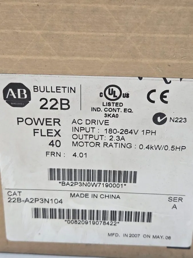 Частотный преобразователь ALLEN BRADLEY 22B-A2P3N104 PowerFlex 40- 0.4 kW (0.5 H
