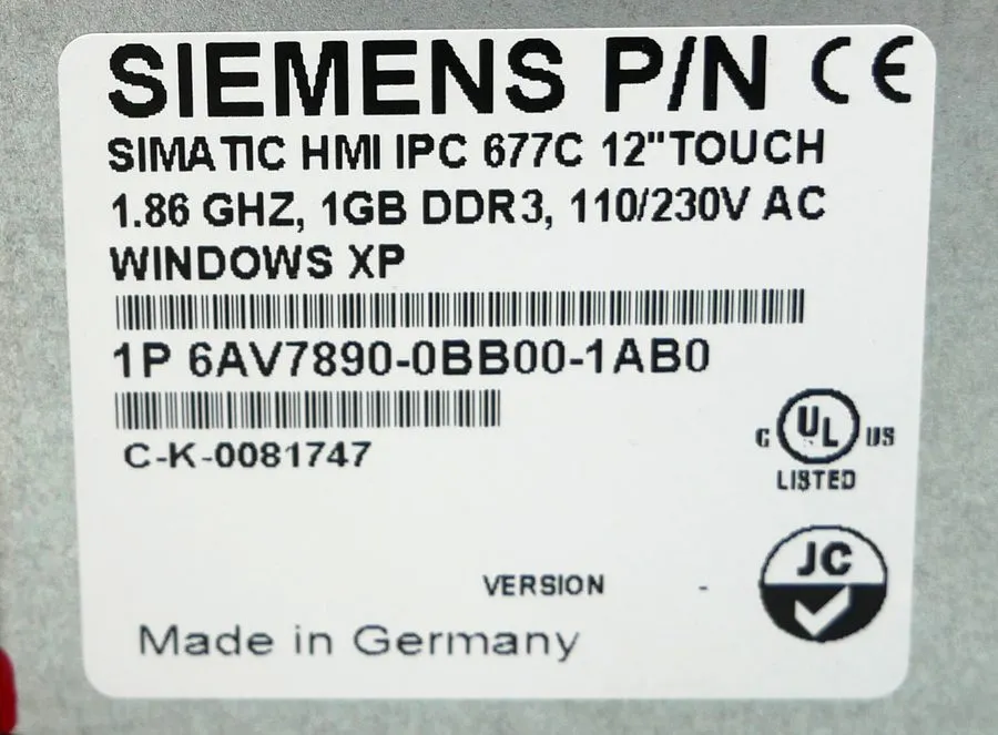 Промышленный компьютер Siemens SIMATIC HMI IPC 677C 6AV7890-0BB00-1AB0 12" Touch