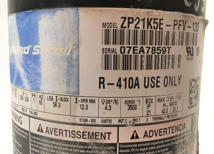 Компрессор Copeland ZP21K5E-PFV-130 Scroll Compressor R410A 208/230V 1 PH #A1-10