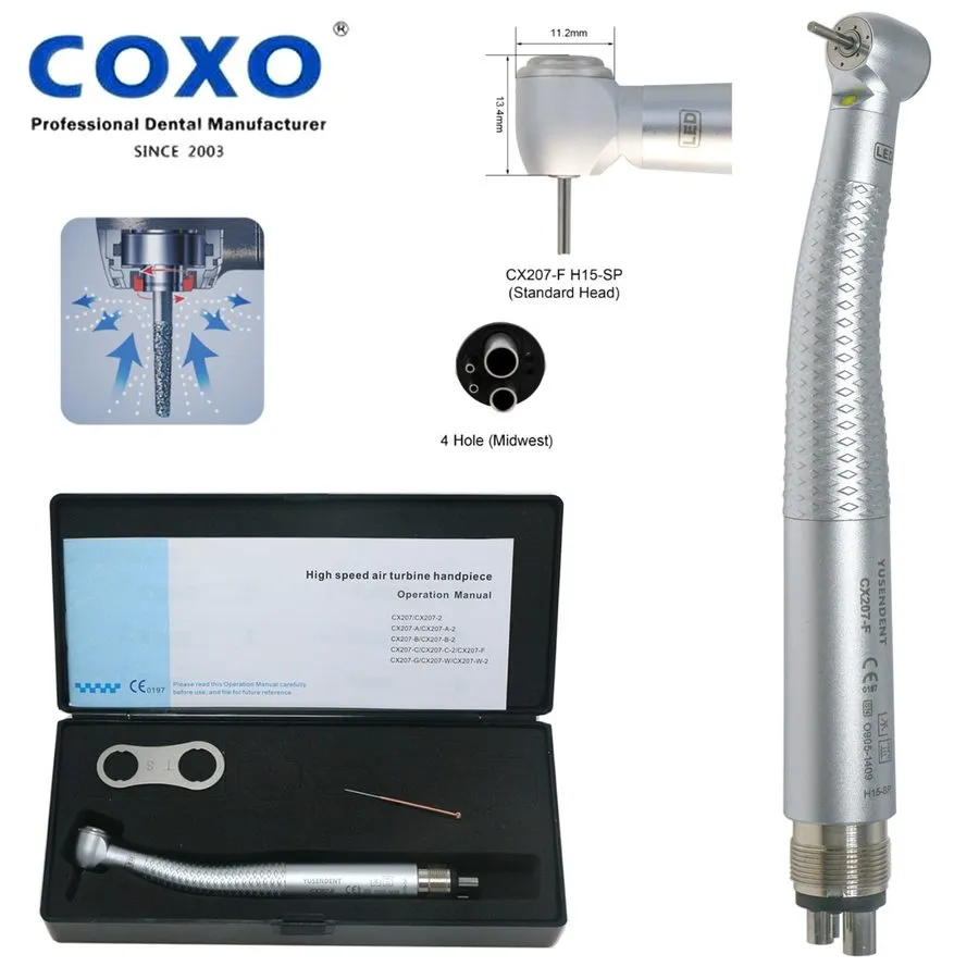Стоматологический наконечник COXO Dental Handpiece 4 Hole LED E Generator CX207- — фото лота 1