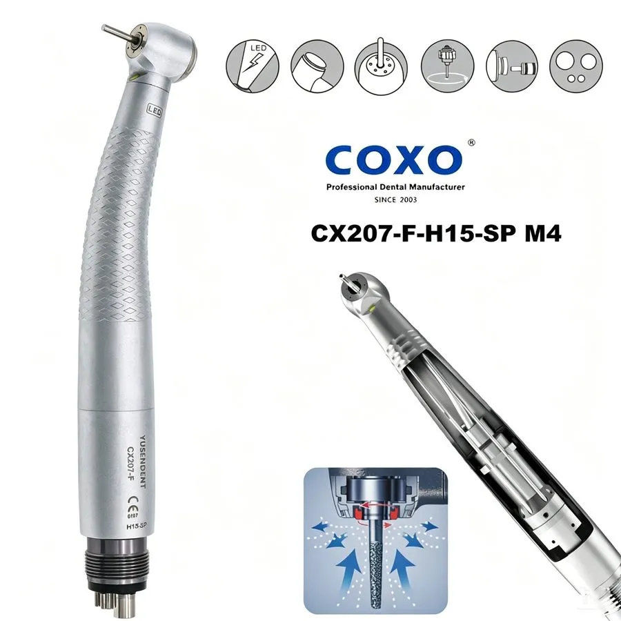 Стоматологический наконечник COXO Dental Handpiece 4 Hole LED E Generator CX207- — фото лота 4
