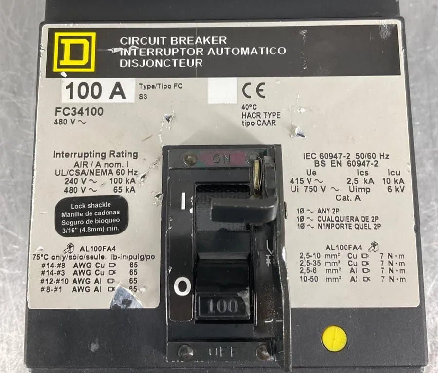 Автоматический выключатель Square D FC34100 circuit breaker Iline 3pole 100 amp 