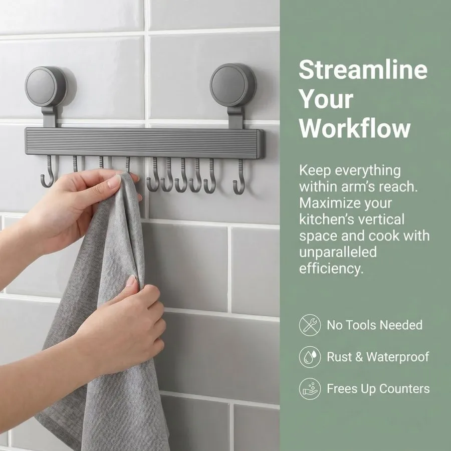 Вакуумная присоска 10-Hook Suction Cup Wall Mounted Coat Rack -No Drill Suction 