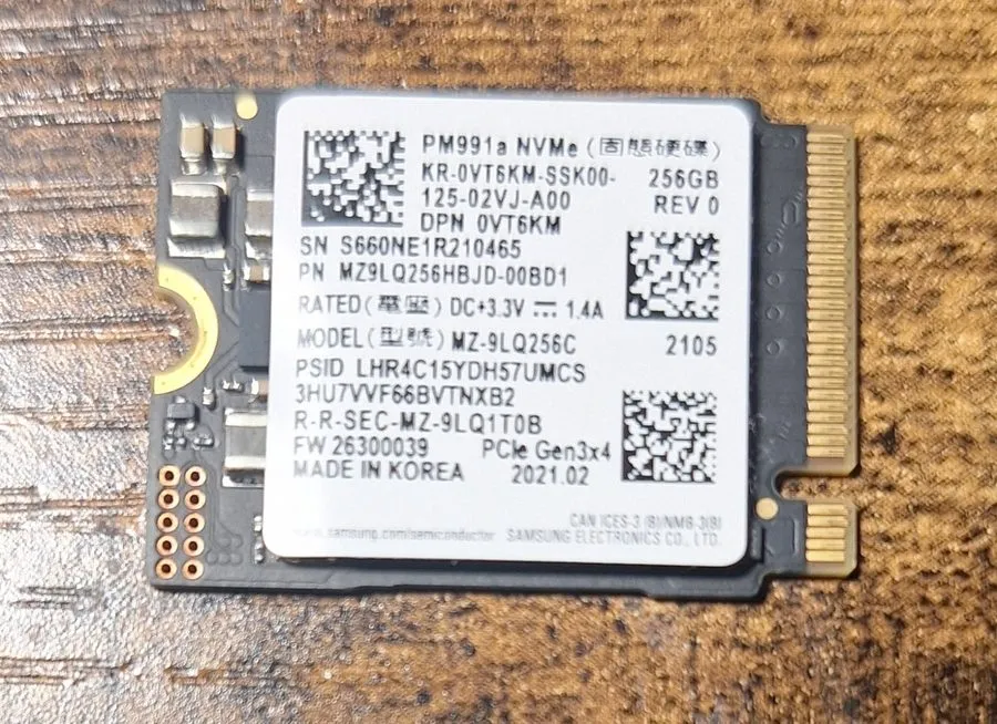 SSD-накопитель Samsung PM991a 256GB NVMe PCIe Gen3x4 M.2 2230 SSD MZ9LQ256HBJD-0