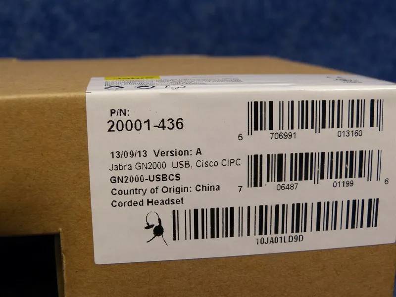 Jabra 20001-436 GN2000 USB Mono CIPC Corded Headset Cisco IP Comm (W10)