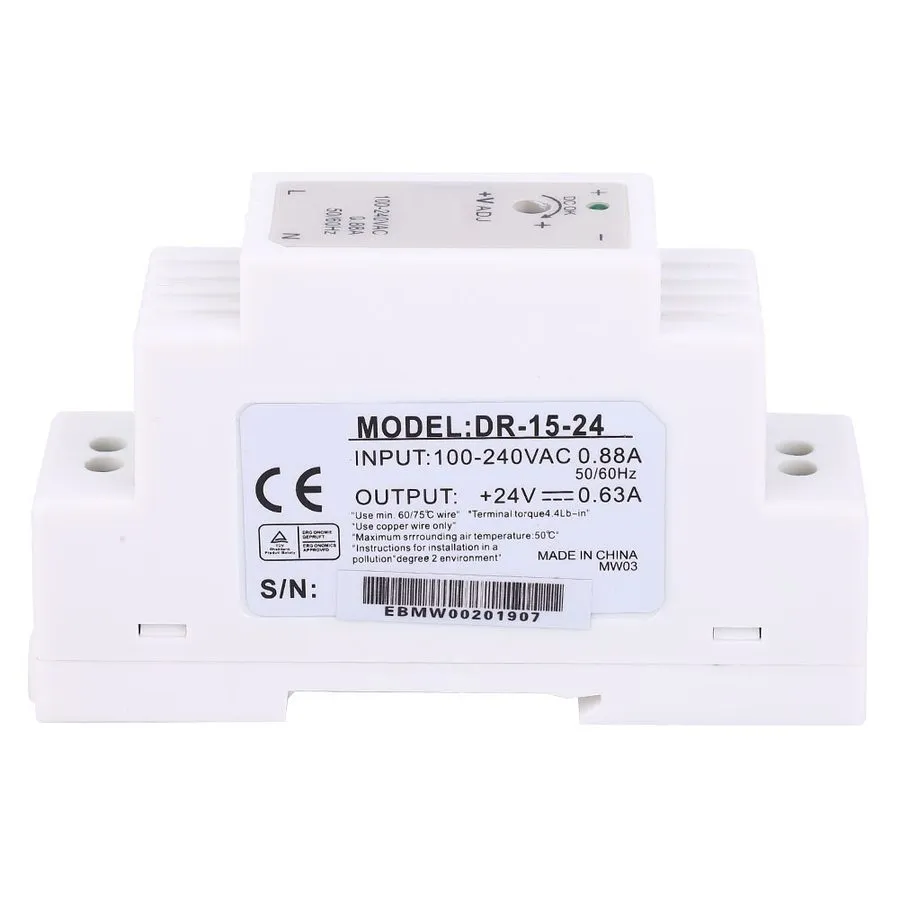 Блок питания Mean Well DR-15-24 DIN Rail Mounted AC/DC Switching Power Supply 24