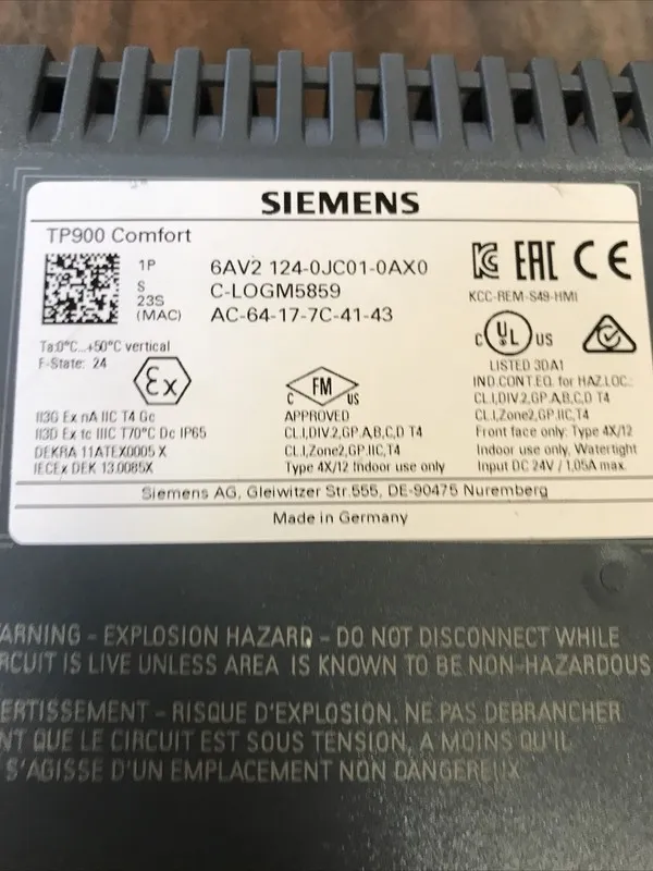 Панель оператора Siemens 6AV2124-0JC01-0AX0 HMI TP900 Comfort Panel — фото лота 1