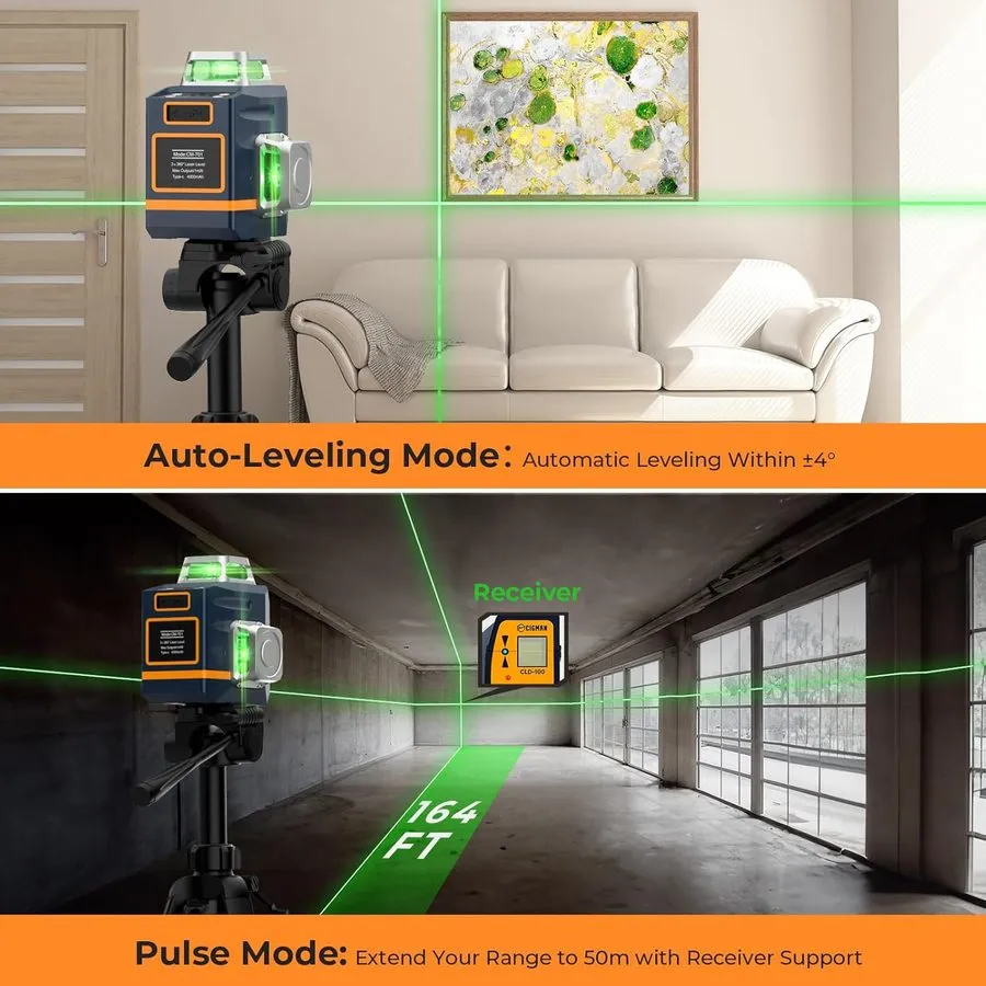 Нивелир CIGMAN 3D Laser Level with Tripod,Remote Control,Compact Design,4000mAh 