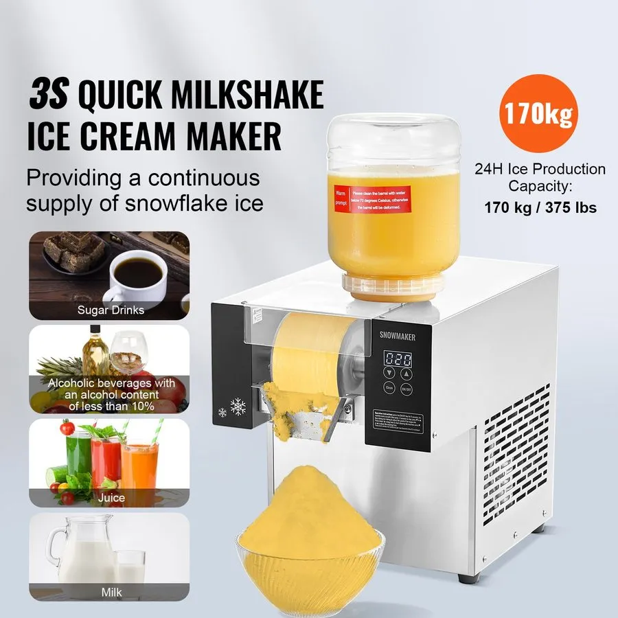 Льдогенератор Commercial Snowflake Ice Machine 375LBS/24H Ice Shaver Snow Cone S — фото лота 1